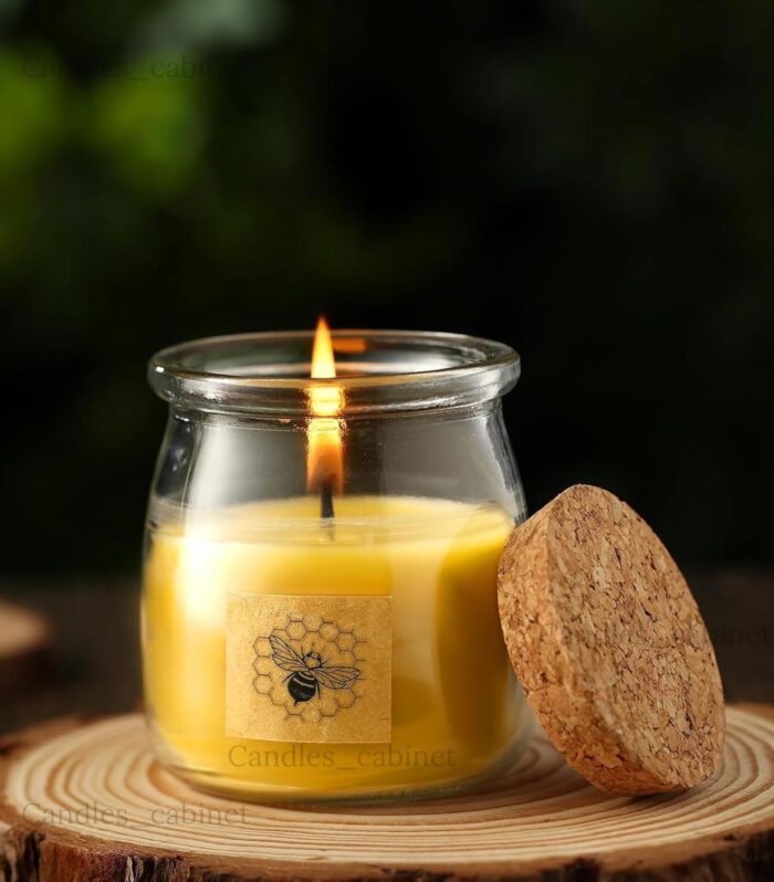 CANDLE CABINETS Beeswax Candle in Glass Jar, 100% Pure Beeswax Candle Organic Long Burning Yellow Bees Wax Bridesmaid Gift for Bridal Shower Bachelorette Party(8.5oz)