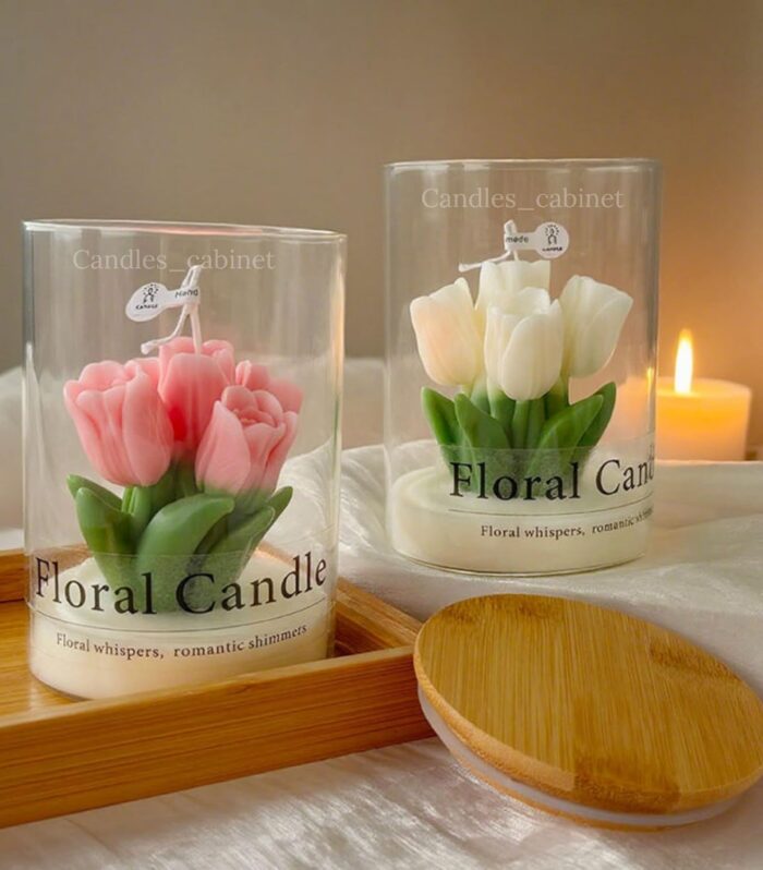 CANDLES_CABINET Luxury Tulip Glass Jar Candle - PACK OF 1