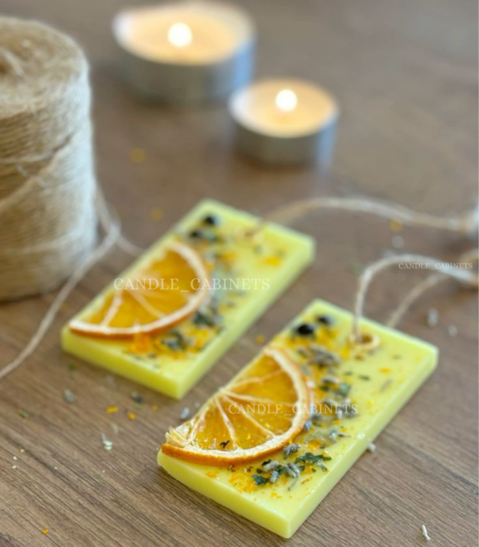 CANDLE CABINETS 100% Natural Soy Wax Wardrobe & Drawer Freshener – Handmade Hanging Air Freshener Tablet (2 Pack) – Lemongrass Fragrance for Closet, Cupboard, Car & Gift