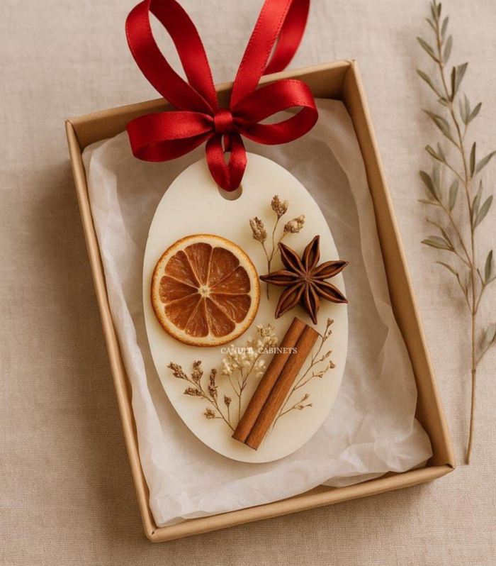CANDLE CABINETS Handmade Natural Soy Wax Wardrobe & Drawer Freshener – Unique Shape Air Freshener Tablet (1 Pack) – Warm Cinnamon & Clove Fragrance for Closet, Cupboard, Car & The Best Gift