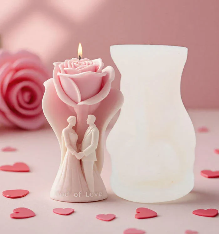 Wedding Couple Rose Candle Mold