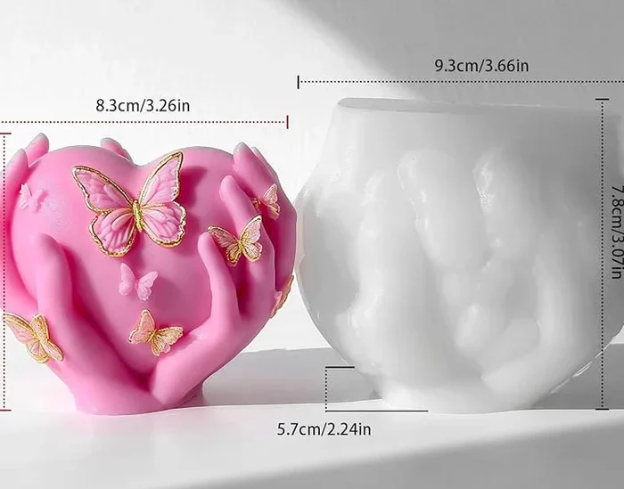 Hand Holding Heart with Butterfly Mold B