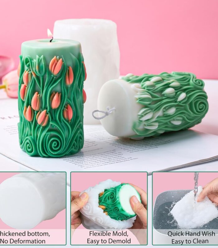 Flower Tulip Candle Pillar Silicone Mold