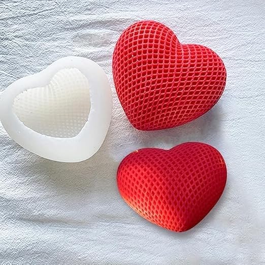 Grid Heart Shaped Candle Mold