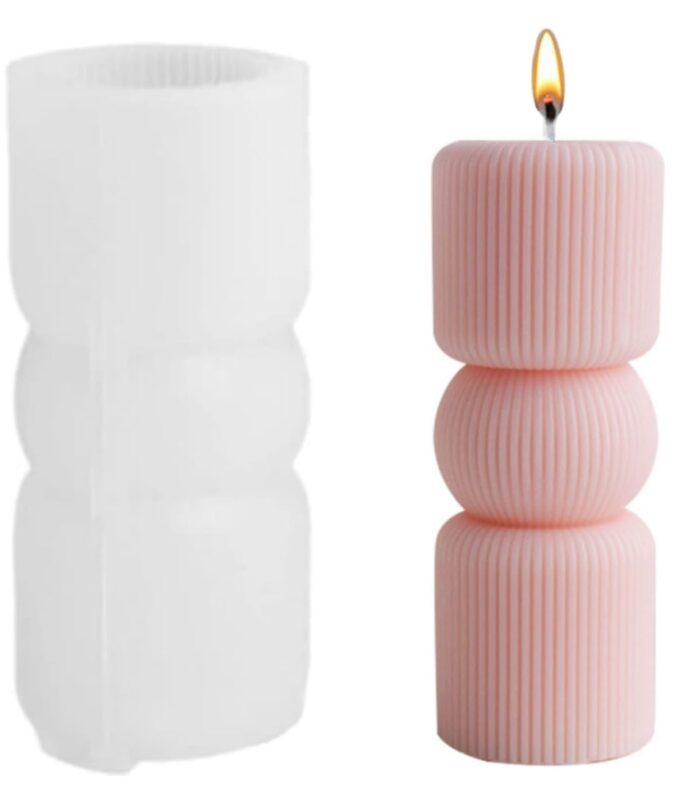Striped Pillar Ball Candle Mold New