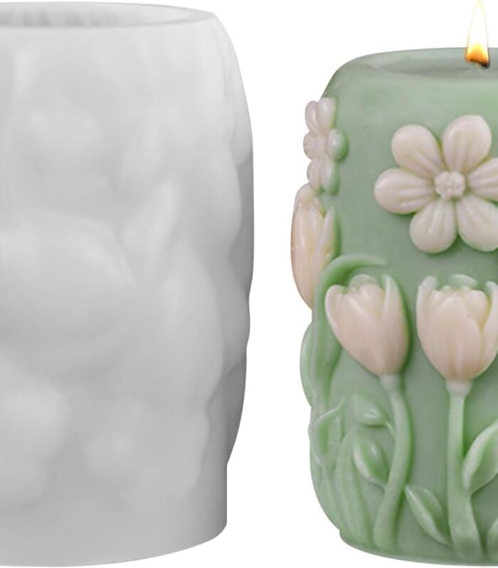 3D Flower Tulip Peony Cylinder Silicone Mold New B