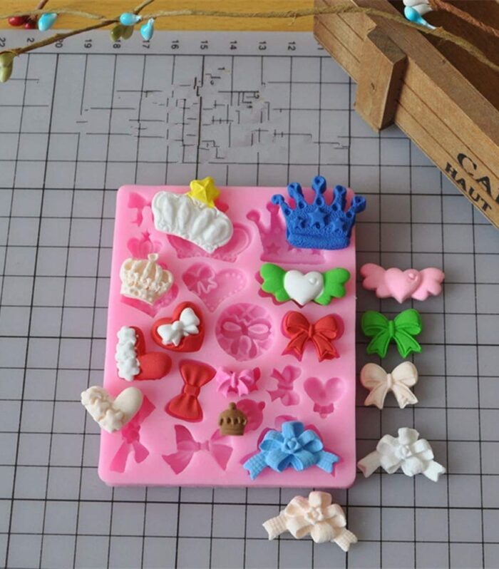 Crown and Bow knot Silicone Mold B Small - White