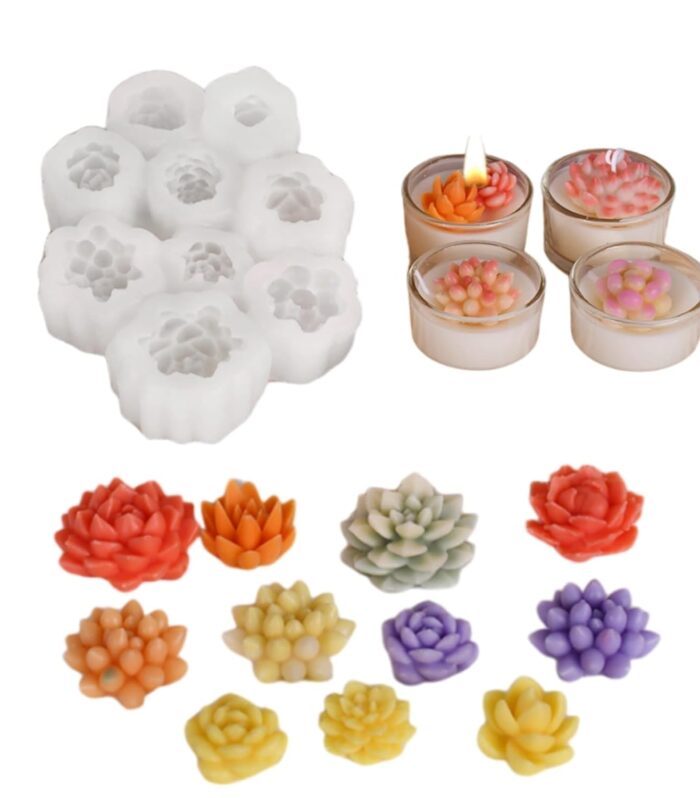 9 Cavity Succulent Flower Silicone Candle Mould