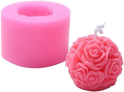 3D Rose Ball Shape Candle Mold White