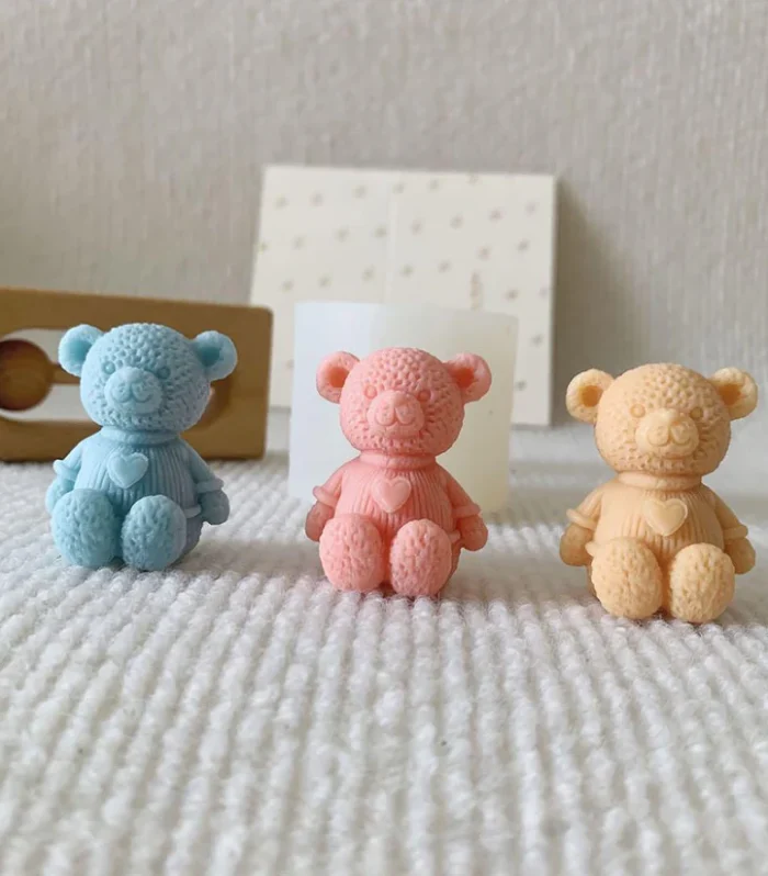 Little Sitting Teddy Bear Heart Mold