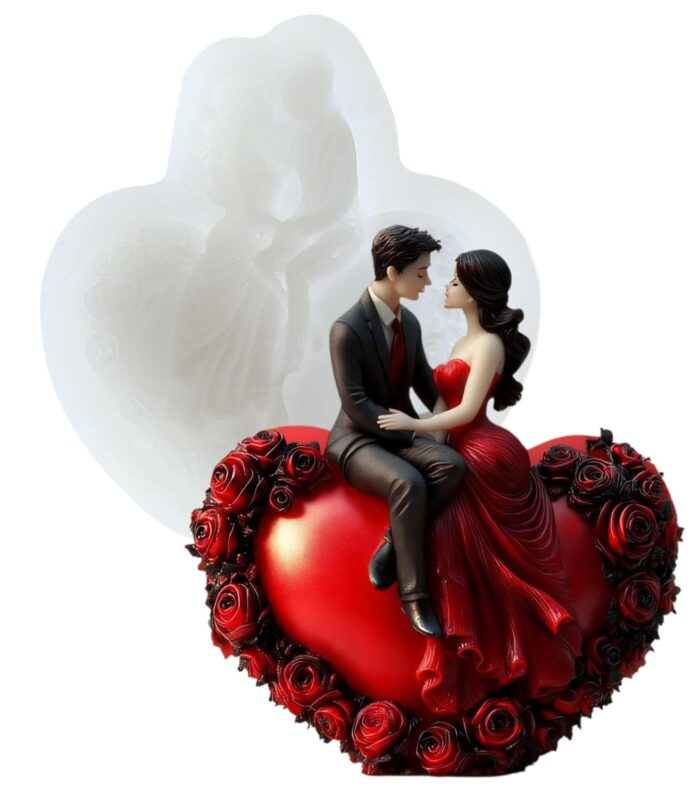 Hugging  Statue on Heart Rose B