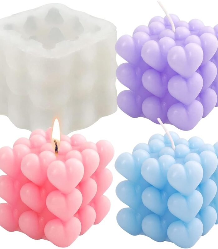Heart Bubble Cube Candle Mold