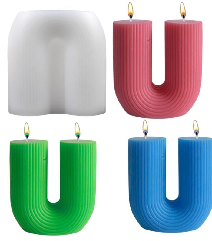 Modern U Shaped Ribbed Aesthetic Candle Mold
