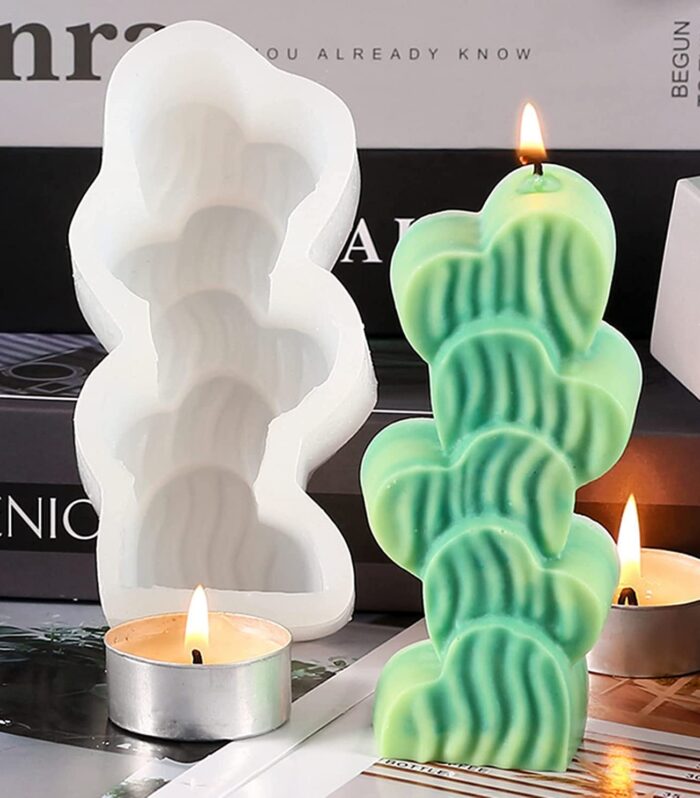 Stripped Heart Pillar Candle Mould B