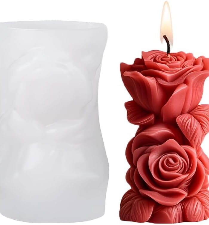 Rose Flower Pillar Candles Mould C
