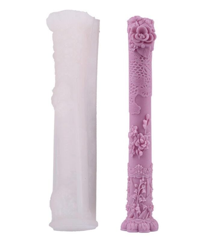 Flower Pillar Candle Stick Mold E