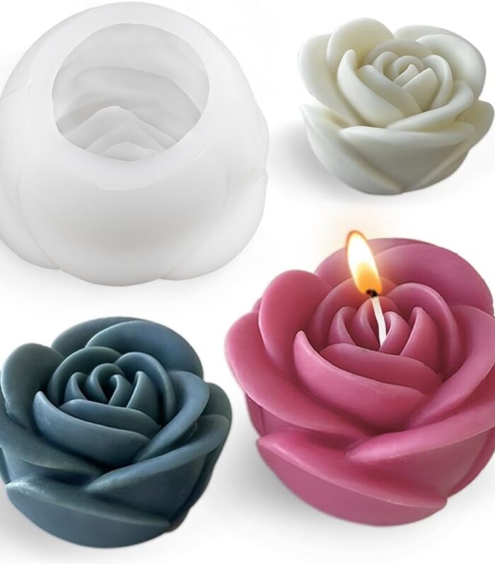 Rose flower silicone candle mold 3D Peony flower Medium
