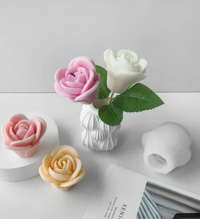 Rose Flower Candle Mold H