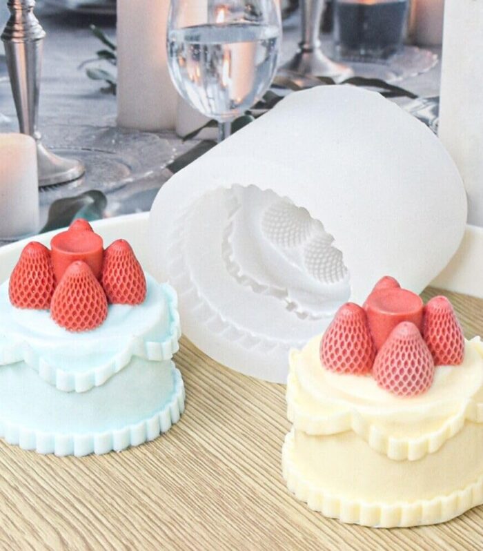 Cake with Strawberry Candle Shape Mold