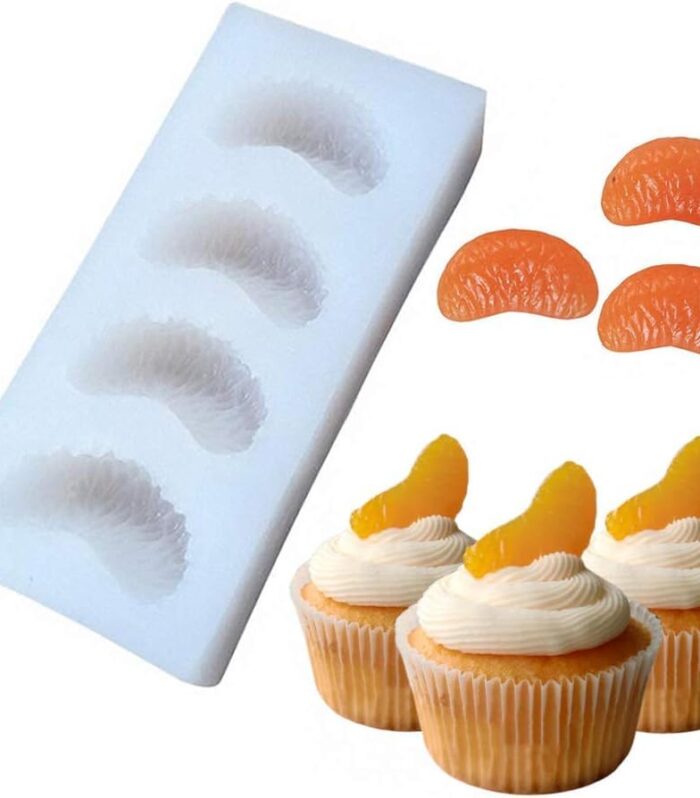 4 Cavity Orange Slice  Silicone Mold - White