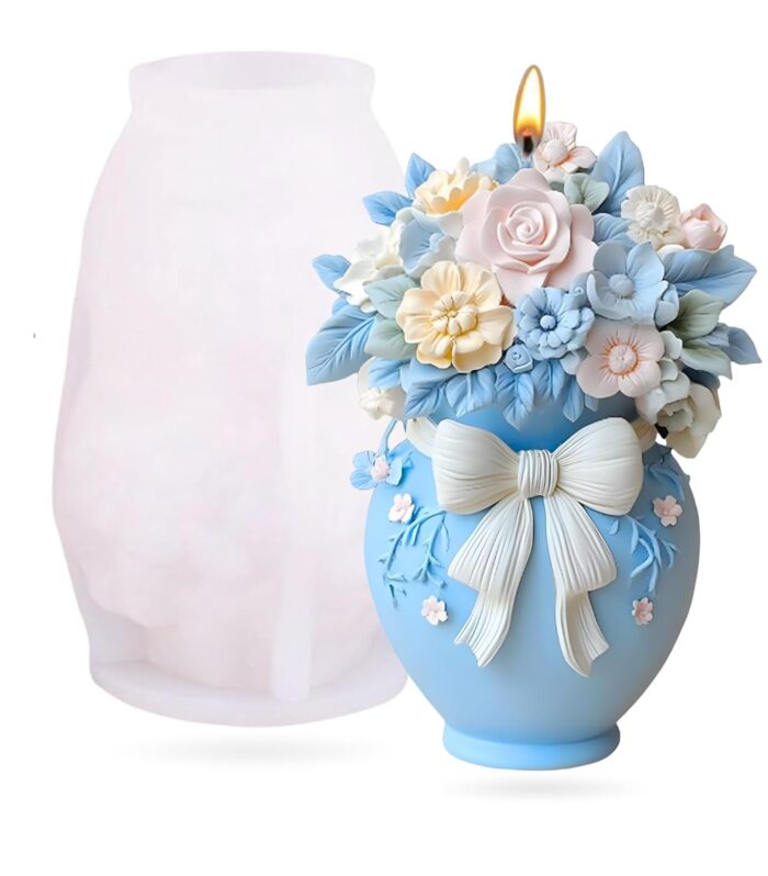 Flower Basket Bow Vase Floral Silicone Mold