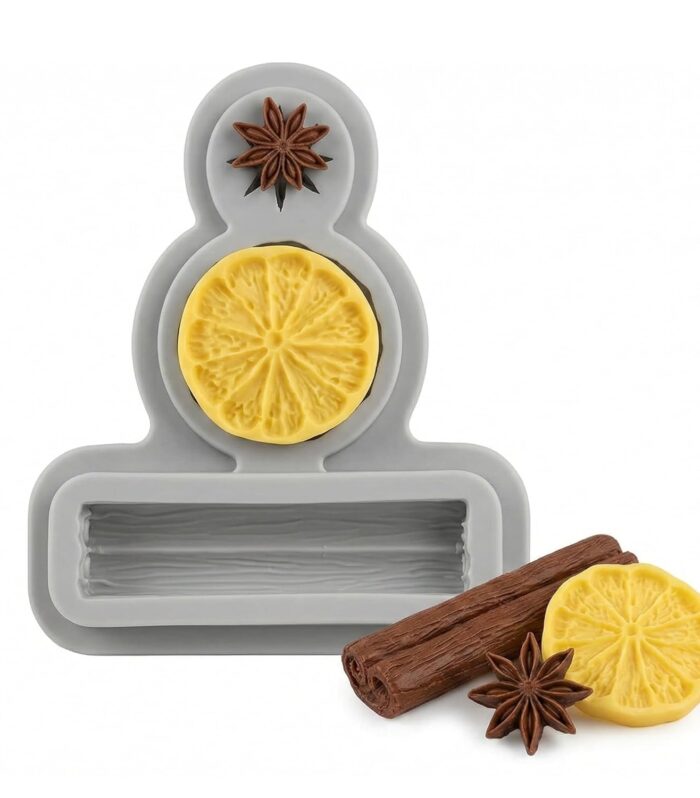 3D Lemon Cinnamon  Star Anise Shape  Silicone Mould - White