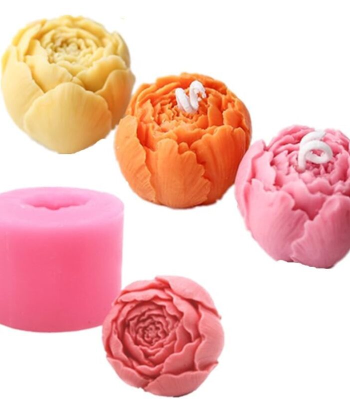 3D Rose Flower Bud Candle Mold Pink