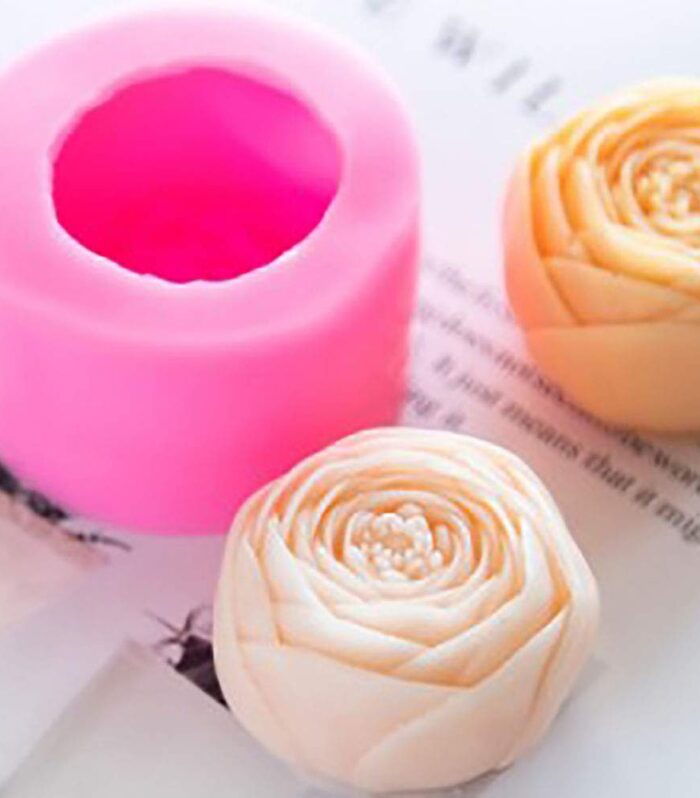 3D Rose Flower Bud Candle Mold Pink