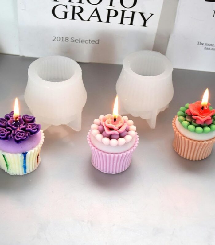 Muffin Cup Rose Flower Candle Mold