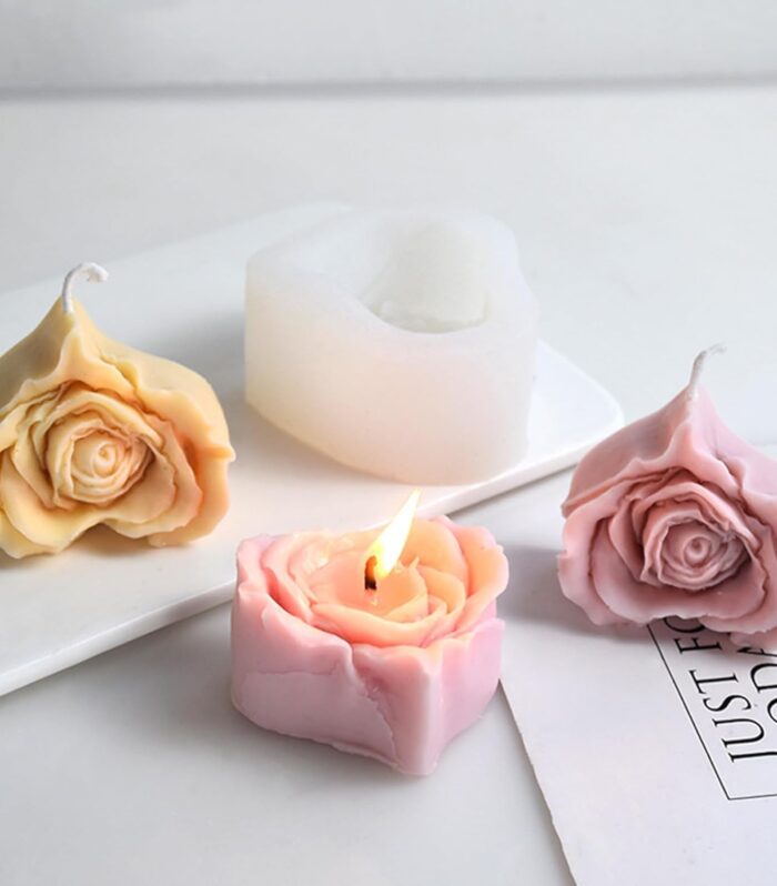 Heart Shape Petal Rose Flower Candle Mold