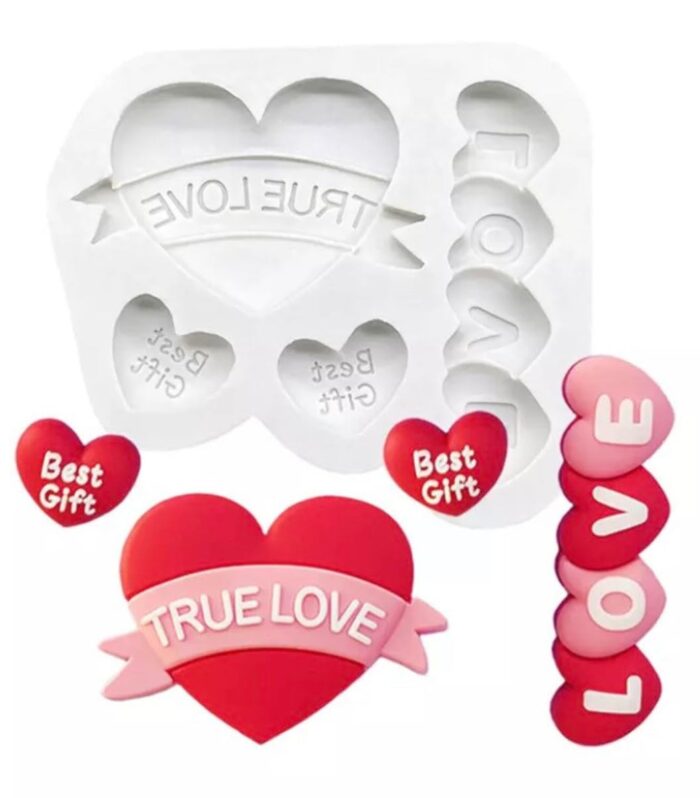 3D True Love Heart Shape Silicone Mould Small - White
