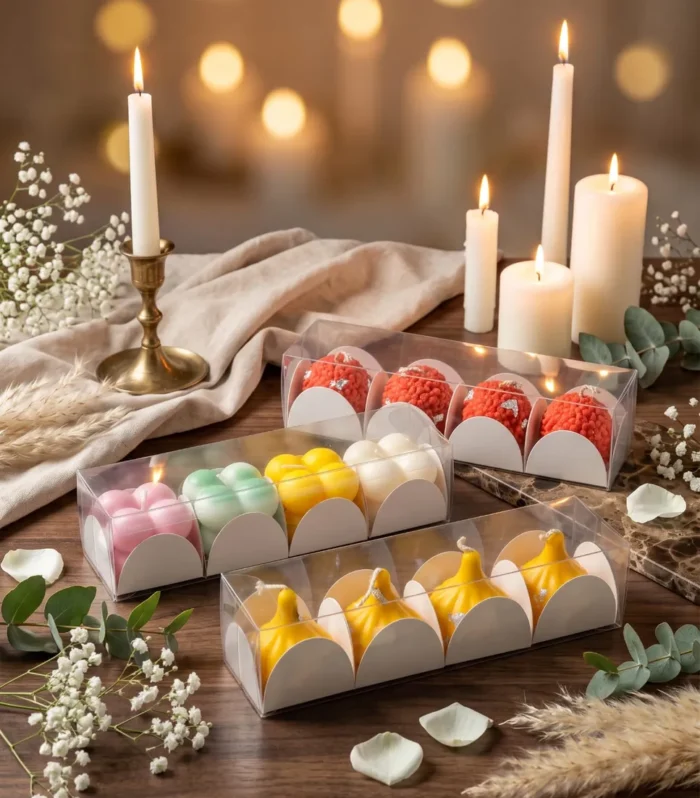 PVC Box - 4 Cavity, Candle Packing Box - 10Pcs