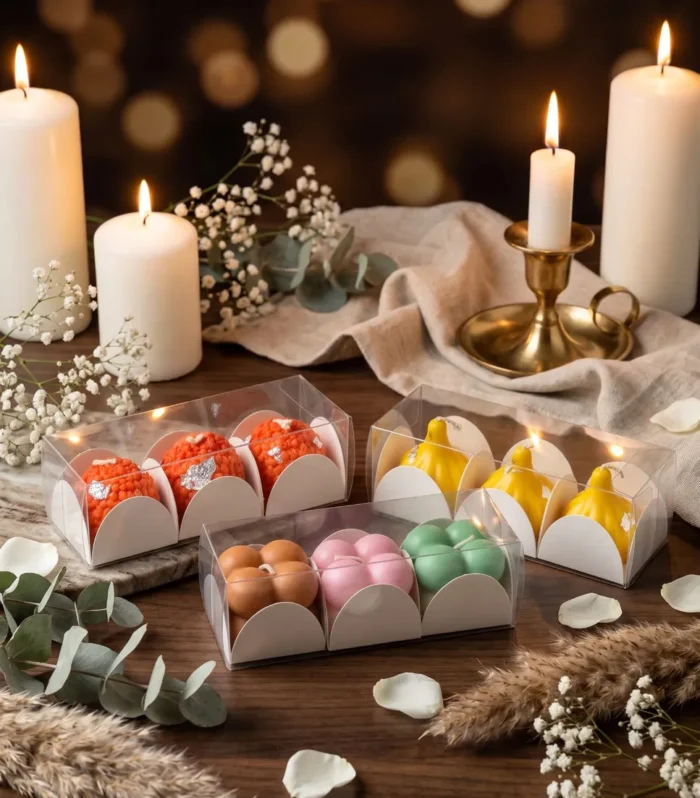 PVC Box - 3 Cavity, Candle Packing Box - 10Pcs
