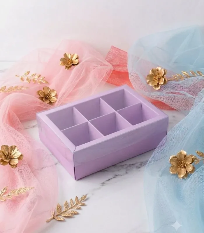 6 cavity purple, Chocolate, Candle Packing Box - 10 pc