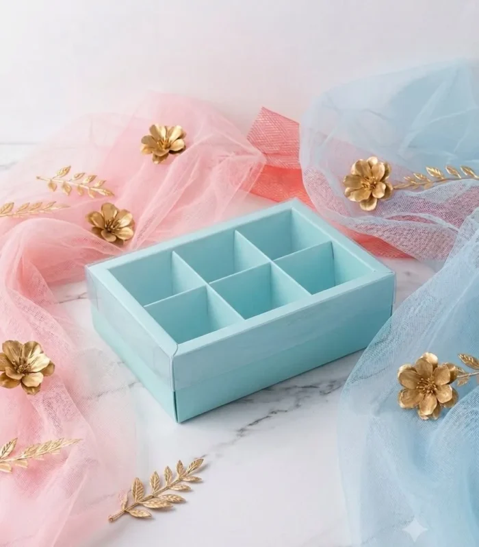 6 cavity Blue, Chocolate, Candle Packing Box - 10 pc