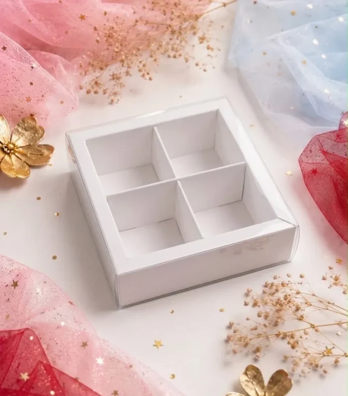 4 Cavity White, Chocolate, Candle Packing Box - 10 pc