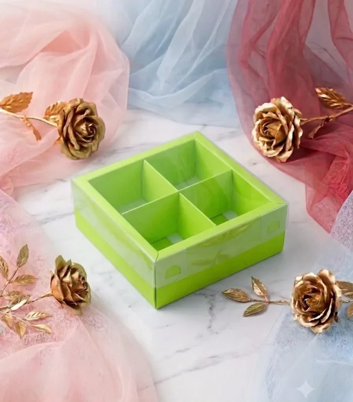 4 Cavity Green, Chocolate, Candle Packing Box - 10 pc
