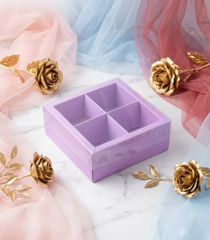 4 Cavity Purple, Chocolate, Candle Packing Box - 10 pc