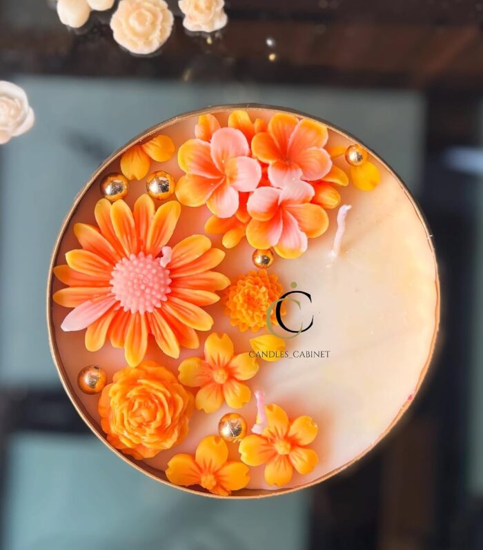CANDLE CABINETS Beautiful Luxury Premium 7-Inch Floral Urli Candle