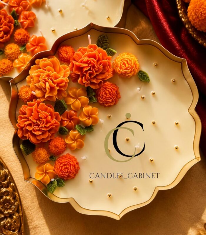 CANDLE CABINETS Handcrafted 10-Inch Marigold Urli