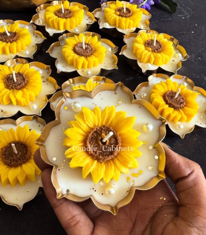 CANDLE CABINETS Sunflower Urli Candle - 3.5 Inch Sunflower Urli Candle